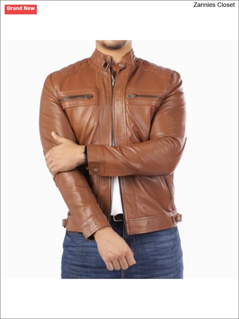 Lambskin Leather Jacket Men Diamond Quilted Cafe Racer Moto Biker